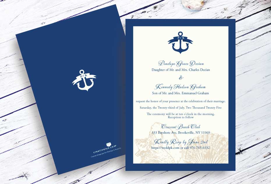 Anchor and Seashells Wedding Invitation